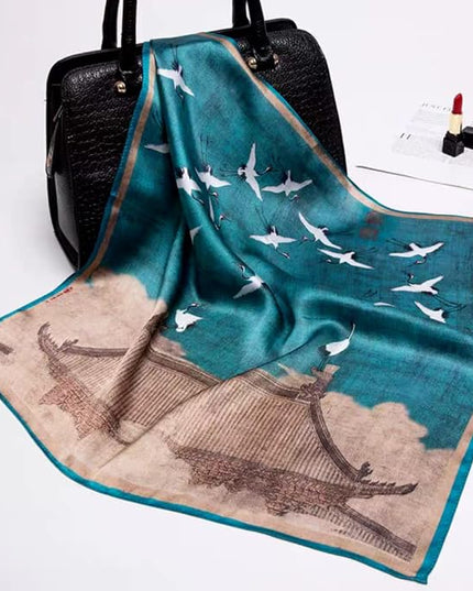 ANDANTINO 100% Mulberry Silk Scarf -21” Lightweight Square Neckerchief – Breathable Digital Printed Scarves with Gift Packed