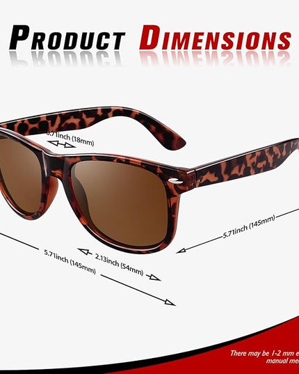 Sunier Polarized Sunglasses for Men and Women, Retro Square Matte Finish UV400 Protection Shades for Driving, Fishing