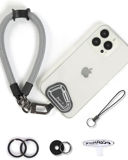 project-cb Hand Wrist Phone Strap,Phone Lanyard Patch ×2,Cell Phone Case Holder,Wristlet Strap for Key,AirPods,Camera (Gray, 15.7inch)