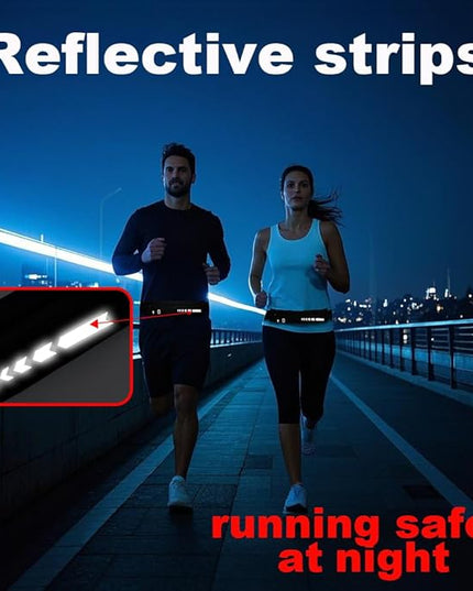 USHAKE Slim Running Belt for Women Men-Runners Phone Holder Fanny Pack, Adjustable, Bounce Free Waist Pouch bag for Workout, Money Belt, Run Gear Accessories Navy Blue
