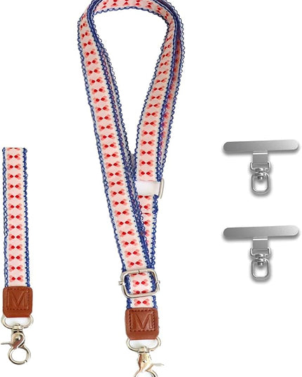 LEMEDE Wrist Keychain and Adjustable Phone Lanyard, Silver Hook Phone Crossbody Strap with 360° Rotating Phone Pads
