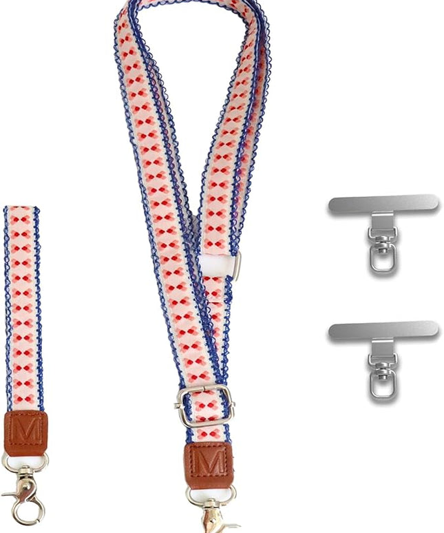 LEMEDE Wrist Keychain and Adjustable Phone Lanyard, Silver Hook Phone Crossbody Strap with 360° Rotating Phone Pads