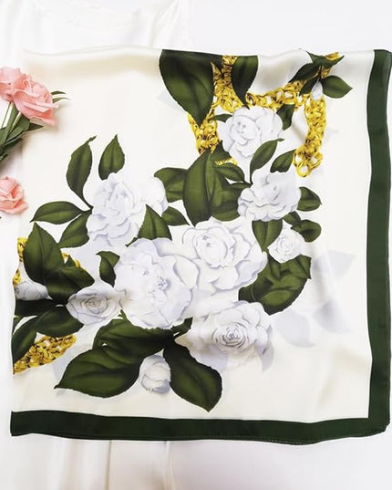 Julunar Silk Like Head Scarf for Women - Satin Large Hair Scarves - 35" Square Silk Hair Wrap for Sleeping with Gift Packed
