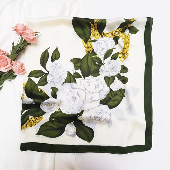 Julunar Silk Like Head Scarf for Women - Satin Large Hair Scarves - 35" Square Silk Hair Wrap for Sleeping with Gift Packed