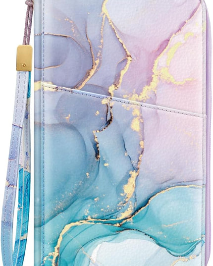 Family Passport Holder Wallet RFID Blocking Document Organizer PU Leather Mulit-purpose Travel Wallet Credit Cards Case for Women Men, Gradient Marble