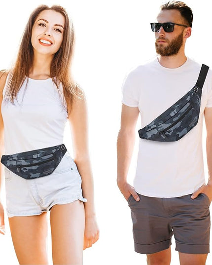 MAXTOP Large Crossbody Fanny Pack with 4-Zipper Pockets,Gifts for Enjoy Sports Festival Workout Traveling Running Casual Hands-Free Wallets Waist Pack Phone Bag Carrying All Phones