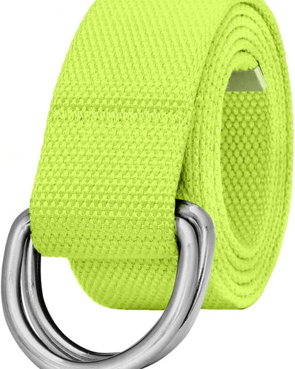 Falari Canvas Web Belt Metal Double D Ring Buckle for Men Women Casual Cloth Military Style Belt 1 1/2" Wide
