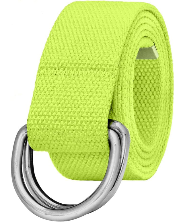 Falari Canvas Web Belt Metal Double D Ring Buckle for Men Women Casual Cloth Military Style Belt 1 1/2" Wide