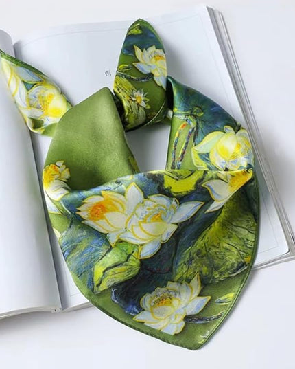 ANDANTINO 100% Mulberry Silk Scarf -21” Lightweight Square Neckerchief – Breathable Digital Printed Scarves with Gift Packed