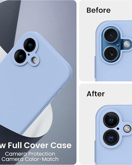 FireNova Designed for iPhone 16 Plus Case, Silicone Upgraded [Camera Protection] Case with [2 Screen Protectors], Soft Anti-Scratch Microfiber Lining Inside, 6.7 inch, Light Blue