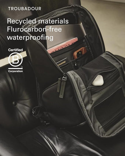 Troubadour Pioneer Backpack 3.0 - Premium Everyday Bag with Padded Laptop Section, Ventilated Shoe Compartment & Sustainable Waterproof Material - All-Day Lightweight Comfort Design - Navy