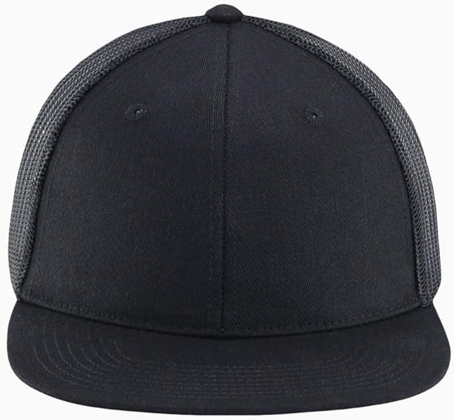Flat Bill Snapback Mesh Hats | Fits OSFM & XXL Big Head | Blank Solid Color Adjustable Trucker Hat for Men