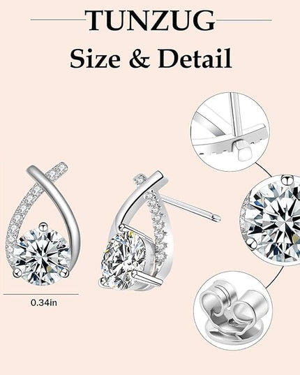 Moissanite Stud Earrings D Color VVS1 Moissanite Earrings 925 Sterling Silver 18K Gold Plated Friction Flat Bottom Mermaid Tail Earrings for Women