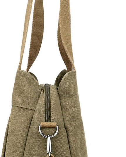 Sunshinejing Women's Canvas Purse Small Shoulder Tote Work Crossbody Bag Multi-pocket Handbag
