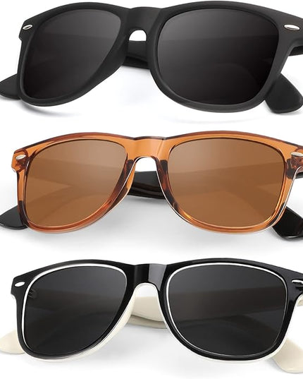 KALIYADI Polarized Sunglasses for Men and Women Matte Finish Sun glasses Color Mirror Lens UV Blocking (3 Pack)