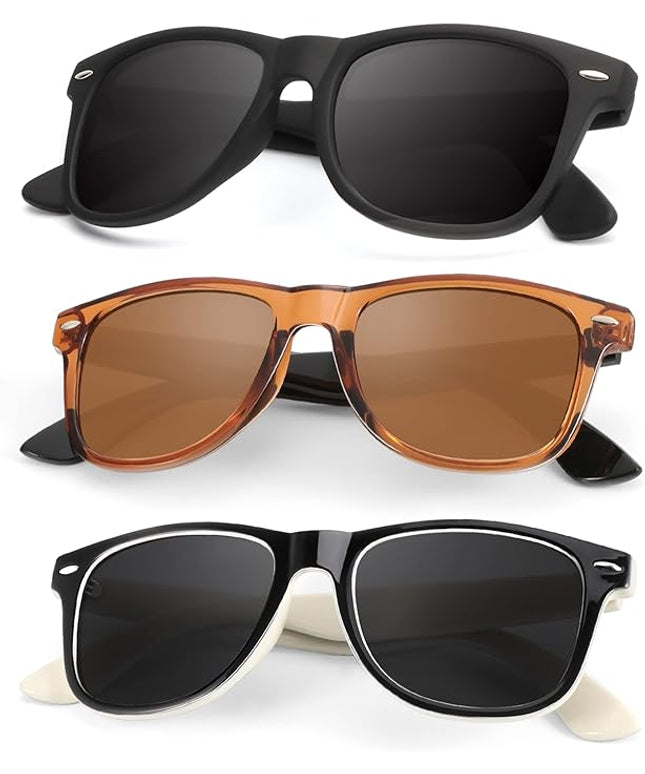 KALIYADI Polarized Sunglasses for Men and Women Matte Finish Sun glasses Color Mirror Lens UV Blocking (3 Pack)