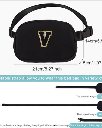 Glratn Initial Letter Belt Bag Crossbody Bags Fanny Pack For Girls，Birthday Gifts for 6 7 8 9 10 11 12 13 14 15 Year Old Girls,Purse for Kids,Cute Teen Trendy Stuff Travel Essentials.（Black-F）