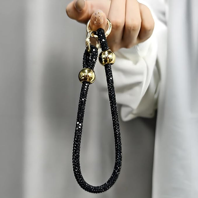 Glitter Phone Wrist Strap for Women Men - Sparkling Rhinestone Design Phone Bracelet Keychain, Anti-Lost Cellphone Lanyard for Mobile, Bag & Key Accessories (Z-Black)