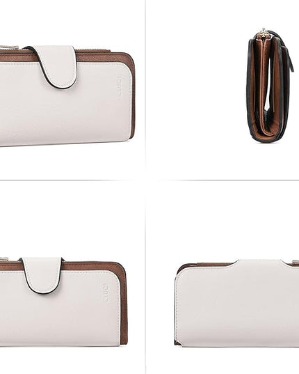 CLUCI Wallet For Women PU Leather RFID Blocking Womens Wallet Bifold Card Holder with ID Window Gifts for Women Birthday | RFID Blocking, Designer, Trifold, Card Holder, ID Window