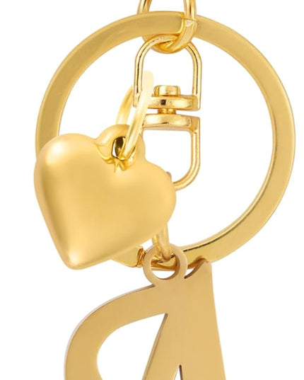 A-Z Heart Initial Letter Keychain, Stainless Steel Alphabet Charm for Handbags, Gift for Women and Girls