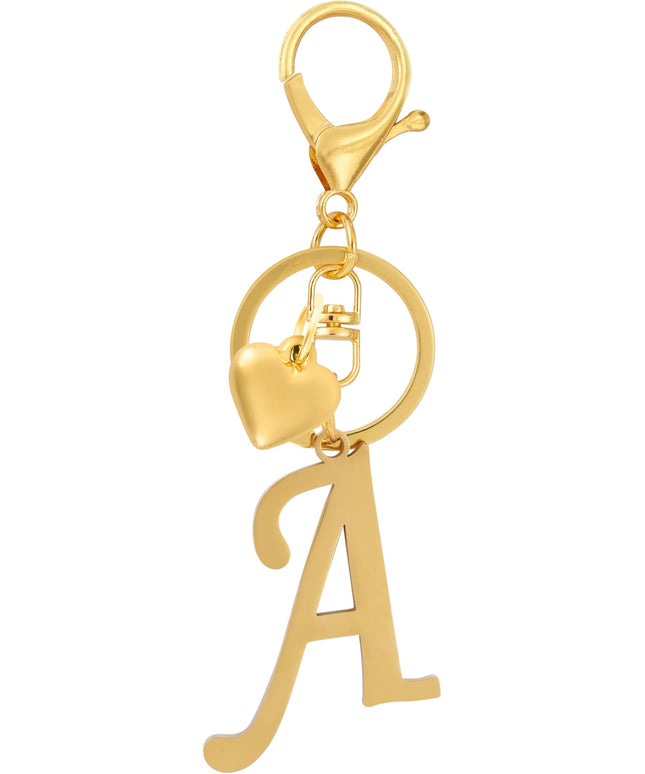 A-Z Heart Initial Letter Keychain, Stainless Steel Alphabet Charm for Handbags, Gift for Women and Girls