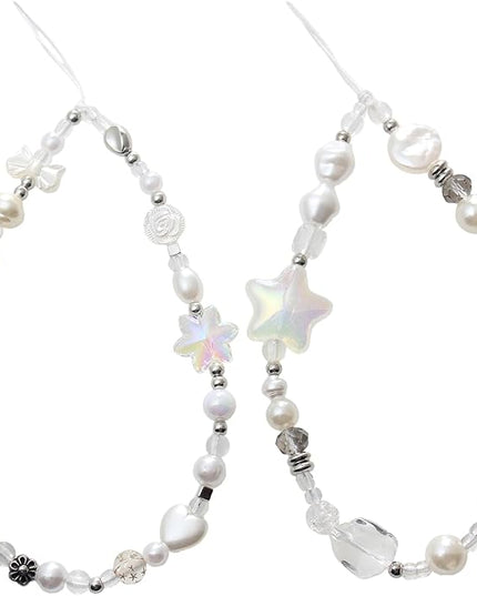 Beaded Camera Wrist Strap, Cute Phone Charms Strap, Pearl Bracelet Wrist Strap, Phone Keychain Decoration for Wallet