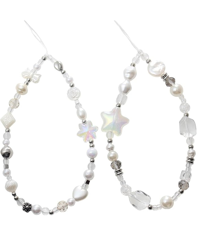 Beaded Camera Wrist Strap, Cute Phone Charms Strap, Pearl Bracelet Wrist Strap, Phone Keychain Decoration for Wallet