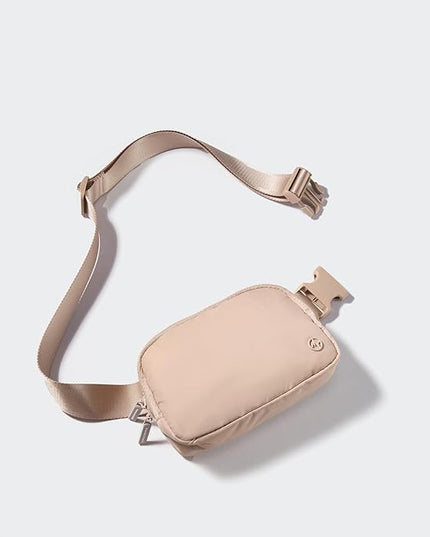 Pander Two Way Zipper Fanny Pack Nylon Everywhere Belt Bag for Women, Water Repellent Waist Packs, Crossbody Bags with Adjustable Strap (Raw Linen).