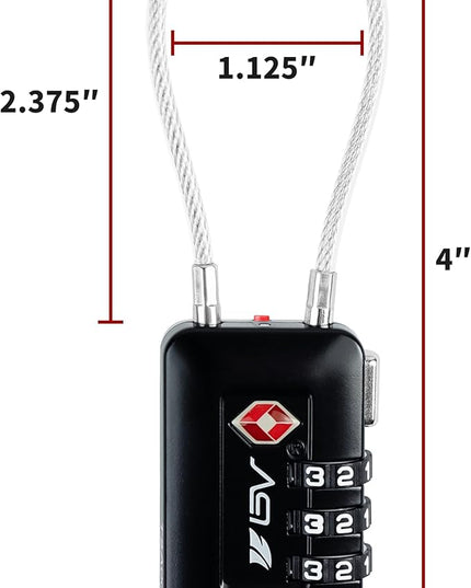 TSA Accepted Luggage Travel Lock, Set-Your-Own Combination Lock for School Gym Locker, Luggage Suitcase Baggage Locks, Filing Cabinets, Toolbox, Case (Black, 2 Pack)