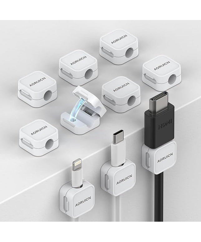 10 Pack Magnetic Cord Organizer, Magnetic Cable Clips for Desk Cable Management, Cord Holder for Nightstand, Wire Management Cable Holder for Charger Holders, Adhesive Cord Organizer Clips