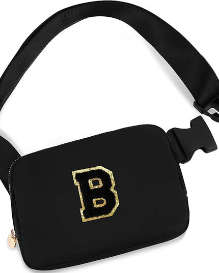 Uygafly Bridesmaid Gifts Wedding Day - Bridesmaid Proposal Gift,Bridal Shower Gifts,Maid of Honor Gifts,Bachelorette Party Decorations Favors,Initial Belt Bag Crossbody Bag Fanny Pack | Black,Black B