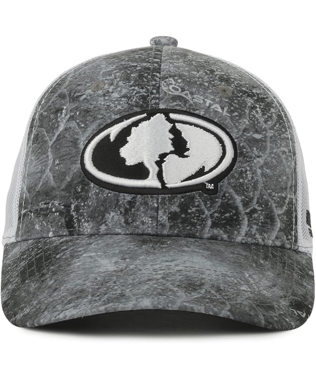 Mossy Oak Coastal Cloudbank Camo Trucker Hat – Mid Profile Structured Baseball Cap with Mesh Back, Adjustable Snapback, One Size