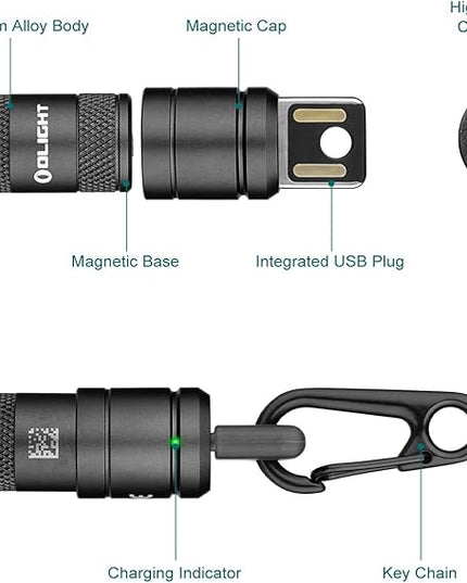 OLIGHT IMINI 2 EDC Rechargeable Keychain Flashlight, 50 Lumens Compact and Portable Mini LED Keyring Lights with Built-in Battery Ideal for Everyday Carry and Emergencies (Black)