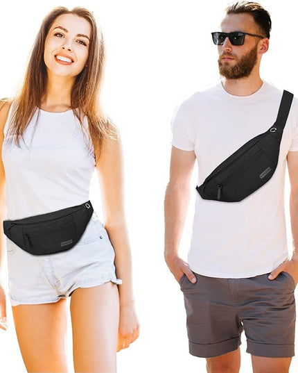 MAXTOP Large Crossbody Fanny Pack with 4-Zipper Pockets,Gifts for Enjoy Sports Festival Workout Traveling Running Casual Hands-Free Wallets Waist Pack Phone Bag Carrying All Phones