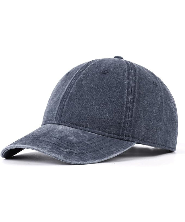 XXL Oversize Washed Denim Baseball Cap,Low Profile Jean Sports Cap for Big Heads 23.5"-25.5",Large Pigment Dyed Dad Hat