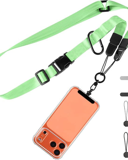 Adjustable Crossbody Phone Lanyard, Universal Phone Wrist Strap and Phone Neck Strap with Tether Tab, Phone Lanyard with Quick Release, Suitable for iPhone and Most Smartphones, Light Green