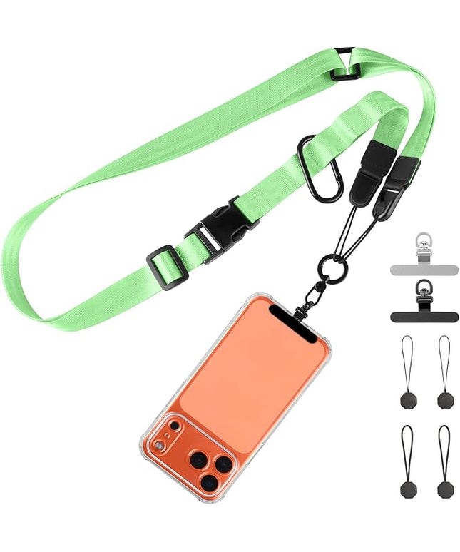 Adjustable Crossbody Phone Lanyard, Universal Phone Wrist Strap and Phone Neck Strap with Tether Tab, Phone Lanyard with Quick Release, Suitable for iPhone and Most Smartphones, Light Green