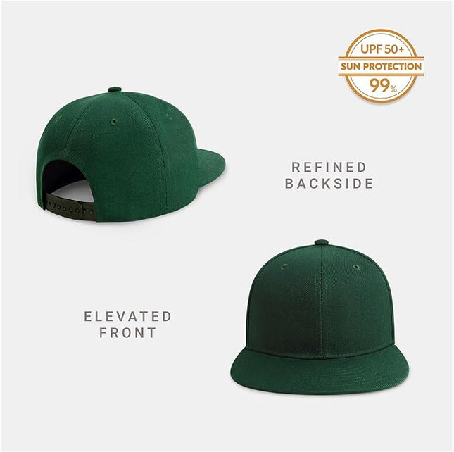 CHOK.LIDS Flat Bill Visor Classic Snapback Hat Blank Adjustable Brim High Top End Trendy Color Style Plain Tone Baseball Cap