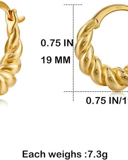 18K Gold Plated Chunky Hoop Earrings for Women Fashion Thick Gold Hoops Set Jewelry for Birthday Christmas Gifts