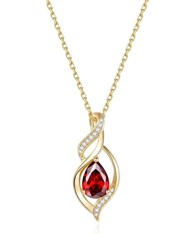 FANCIME Birthstone Necklace for Women Teardrop Necklace S925 Sterling Silver Infinity Love Birthday Gifts for Mom Women Girls, 16"+2" Inches