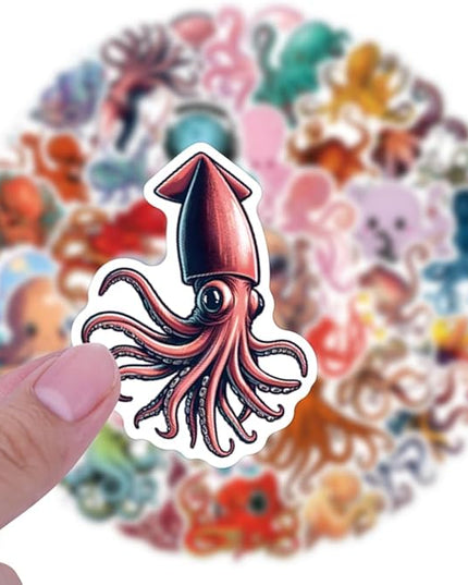 55 Pcs Octopus Stickers Pack for Kids Teens Adults, Oceans Theme Stickers Waterproof Vinyl Stickers and Decals for Water Bottles Skateboard Car Bike Phone Case Laptop