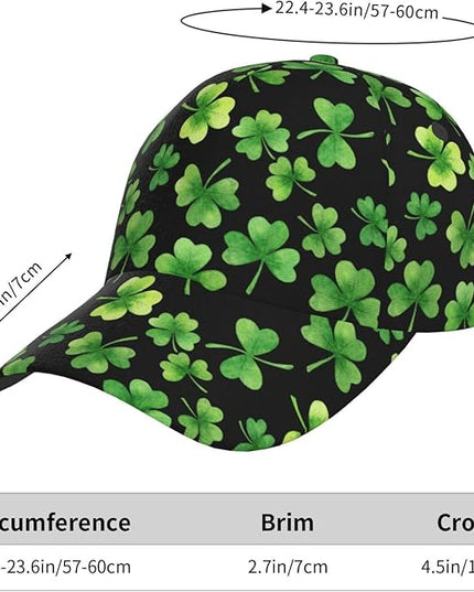 St. Patrick's Day Baseball Cap, Irish Green Clover Trucker Hat for Men Women, Fashion Adjustable Sun Visor Dad Hat
