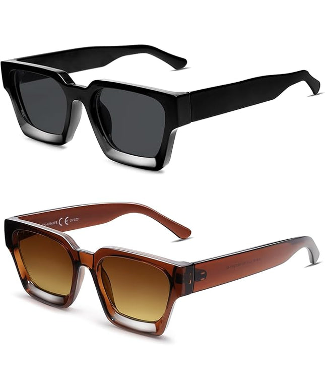 VANLINKER Thick Square Sunglasses for Men Women Retro Chunky Rectangle Shades UV400 Protection VL9731
