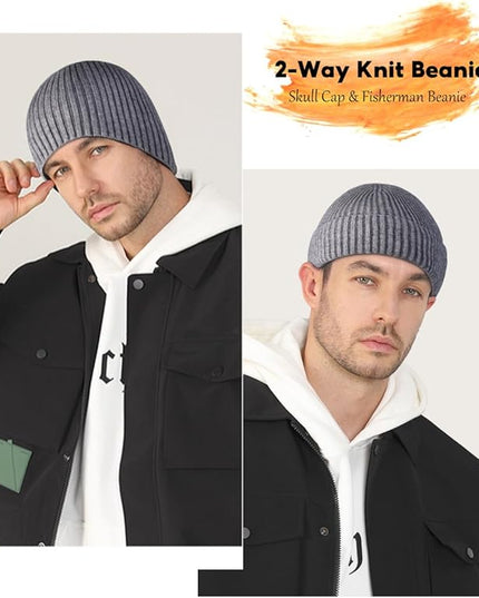 Heniho Winter Wool Beanies for Men Women, Warm Plain Toboggan Hats Ski Running Knit Skull Cap