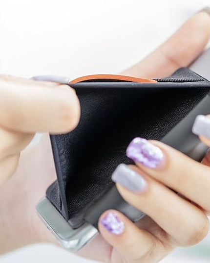 Sinjimoru Phone Grip Card Holder with Phone Stand, Secure Stick on Wallet for iPhone with Kickstand for Table. Sinji Pouch B-Grip Black [3 Pack]