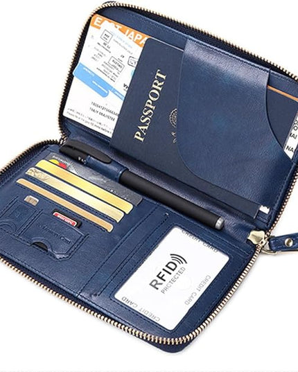 Passport Holder for Travel Women and Men RFID Passport Holder with Card Slots Holder Passport Case Passport cover Passport Wallet Travel Essentials and Accessories (Zipper, Navy Zipper)