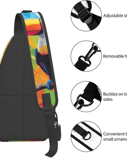Animal Face Sling Bag Crossbody Bags Chest Bag Backpack for Travel Running and Hiking for Men Women Colorful Parrot 1