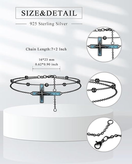 Dorunmo 925 Sterling Silver Infinity Heart Cross Circle Evil Eye Anklet Bracelets for Women Mother's Day Jewelry for Wife Girlfriend Mom Her