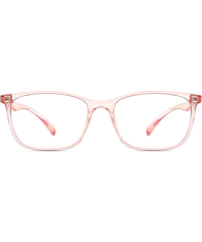 ANRRI Blue Light Blocking Computer Glasses Women Anti Eyestrain UV Filter Lens Lightweight Pink Frame Eyeglasses (Clear Pink)