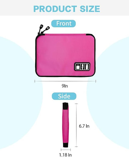 Electronics Travel Organizer,Portable Waterproof Electronic Travel Storage Bag for Small Charging Cord Storage,Charger,SD Card etc,for Travel,Business-Rose Red